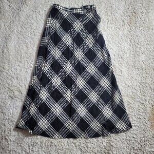 Long black and white plaid Ralph Lauren skirt